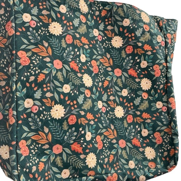 Floral Tote Bag with Orange Handles - Picture 14 of 15